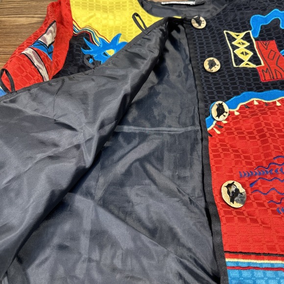 Draper's and Damon's Black Floral Embroidered Bird Button Jacket Size Large Pt - Picture 4 of 8